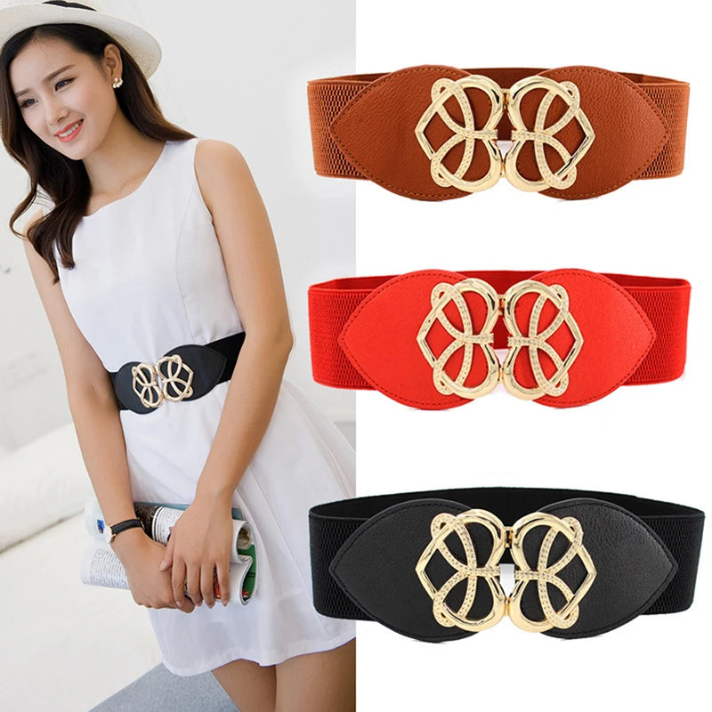 Stylish 60x6cm Women's Wide Elastic Waist Belt for Dresses and Coats - Fashionable Accessory.