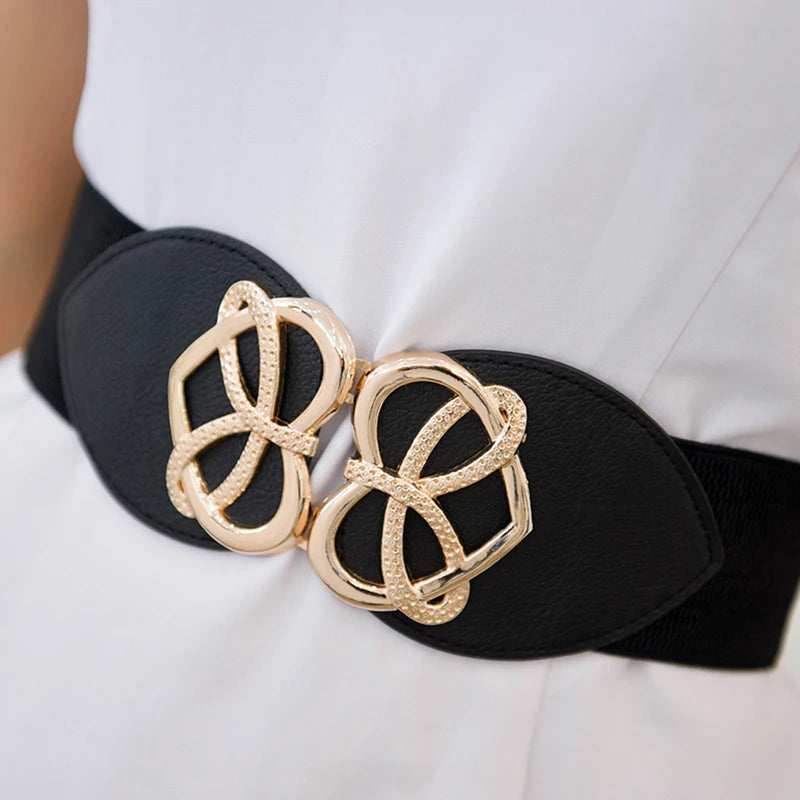 Stylish 60x6cm Women's Wide Elastic Waist Belt for Dresses and Coats - Fashionable Accessory.