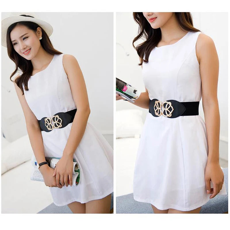 Stylish 60x6cm Women's Wide Elastic Waist Belt for Dresses and Coats - Fashionable Accessory.