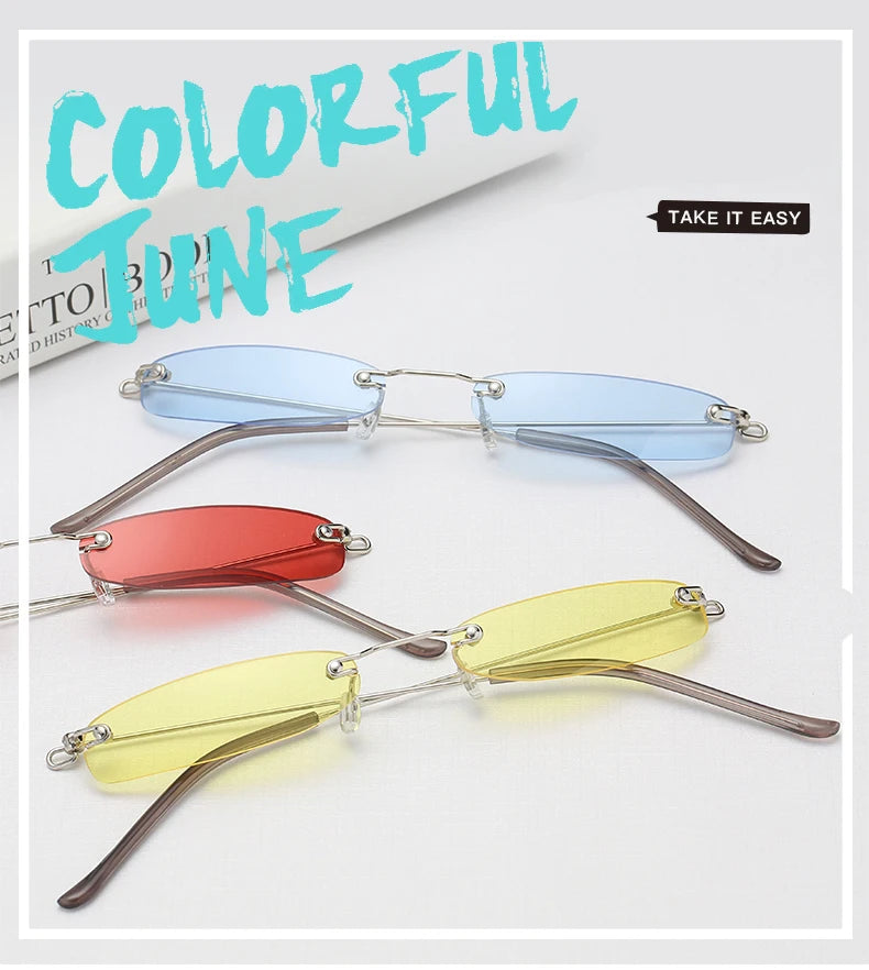 Trendy Rimless Small Sunglasses for Men and Women - Luxury Alloy UV400 Eyewear for Streetwear.