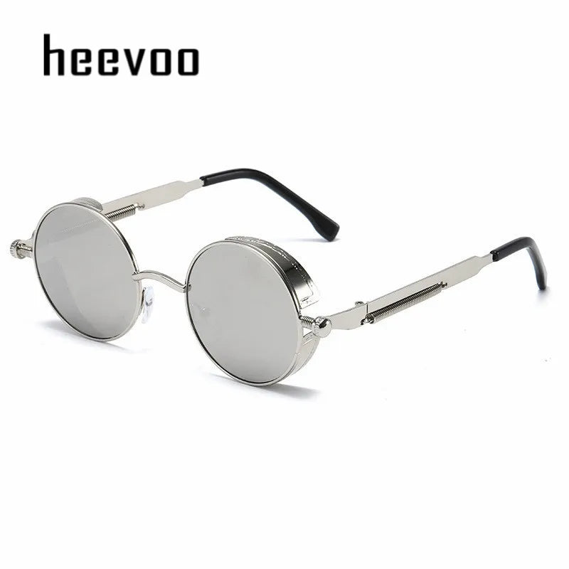 Vintage Steampunk Round Sunglasses for Men and Women - High-Quality Fashion Eyewear with UV400 Protection.