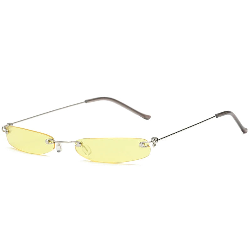 Trendy Rimless Small Sunglasses for Men and Women - Luxury Alloy UV400 Eyewear for Streetwear.