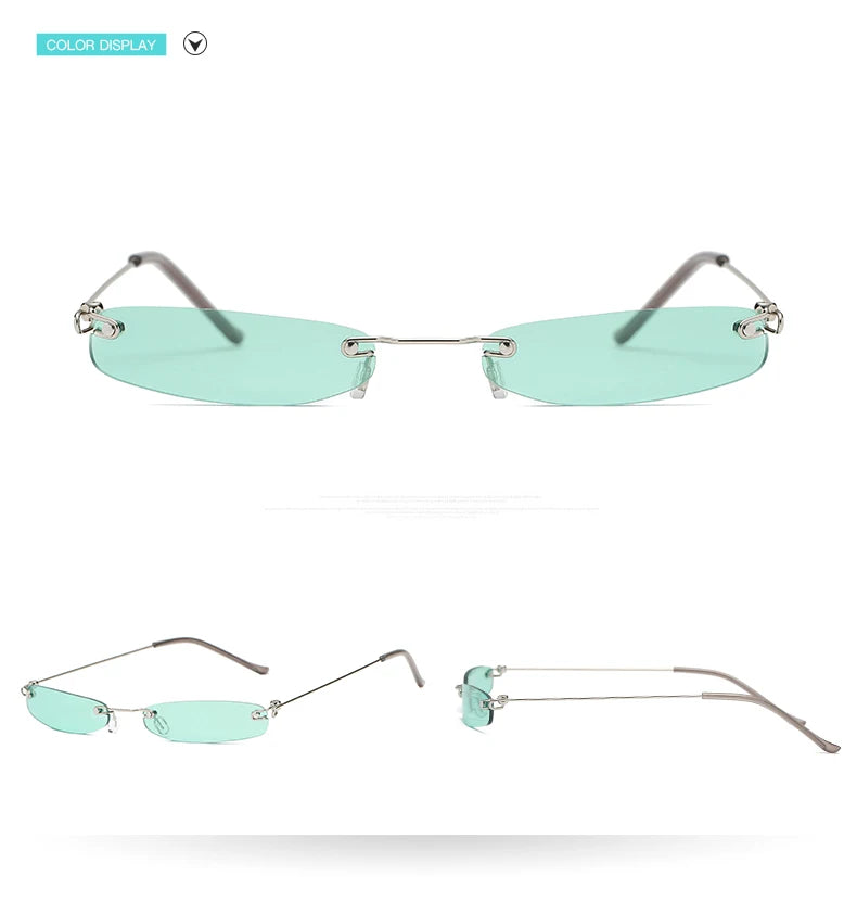 Trendy Rimless Small Sunglasses for Men and Women - Luxury Alloy UV400 Eyewear for Streetwear