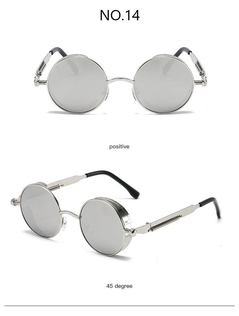 Vintage Steampunk Round Sunglasses for Men and Women - High-Quality Fashion Eyewear with UV400 Protection