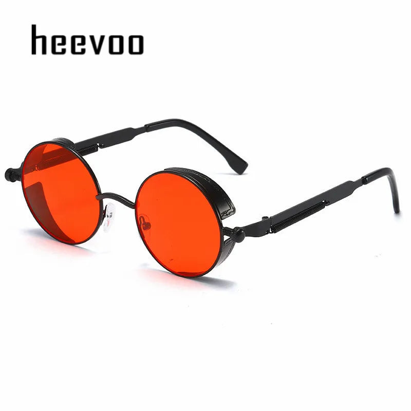 Vintage Steampunk Round Sunglasses for Men and Women - High-Quality Fashion Eyewear with UV400 Protection.