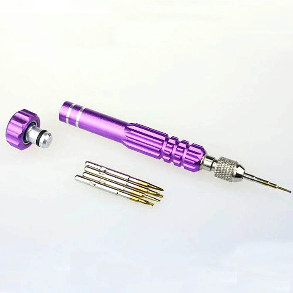 Multifunctional 5-in-1 Eyeglass and Watch Repair Screwdriver Kit with Stainless Steel Bits.