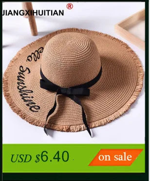 Korean Style Women's UV Protection Raffia Roll-Up Sun Visor Hat.