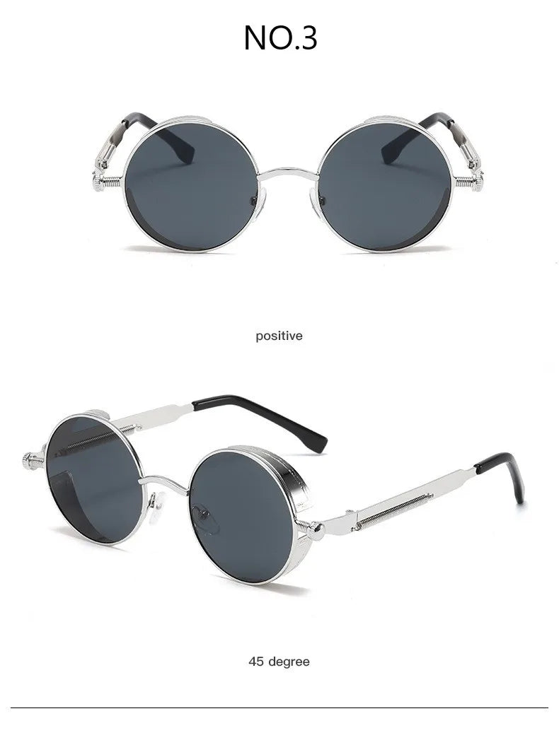 Vintage Steampunk Round Sunglasses for Men and Women - High-Quality Fashion Eyewear with UV400 Protection