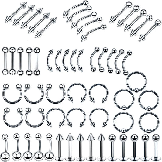 Body Piercing Jewelry  14G Stainless Steel Nose Ear Belly Lip Tongue Ring Captive Bead Eyebrow Bar Piercing Lot Jewelry for Sexy.