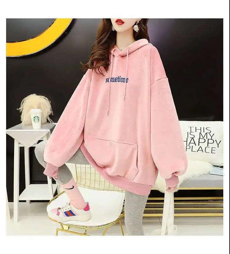 Autumn Sweet Women Hoodies Korean Style Fashion Cute Rabbit Ears Hooded Pullovers Loose Long Sleeve Kawaii Sweatshirts Female.