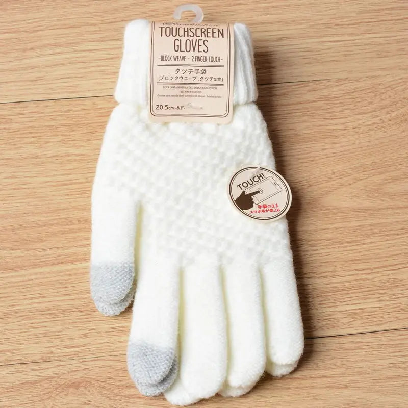 Unisex Warm Winter Touchscreen Knit Gloves - Full Finger Wool Mittens for Stylish Comfort.