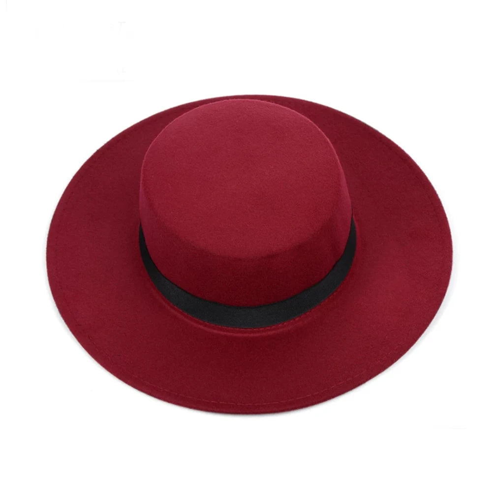 Versatile Classic Solid Color Felt Fedora Hat with Belt for Men and Women - Stylish Jazz Cap with Wide Brim for Casual & Church Wear