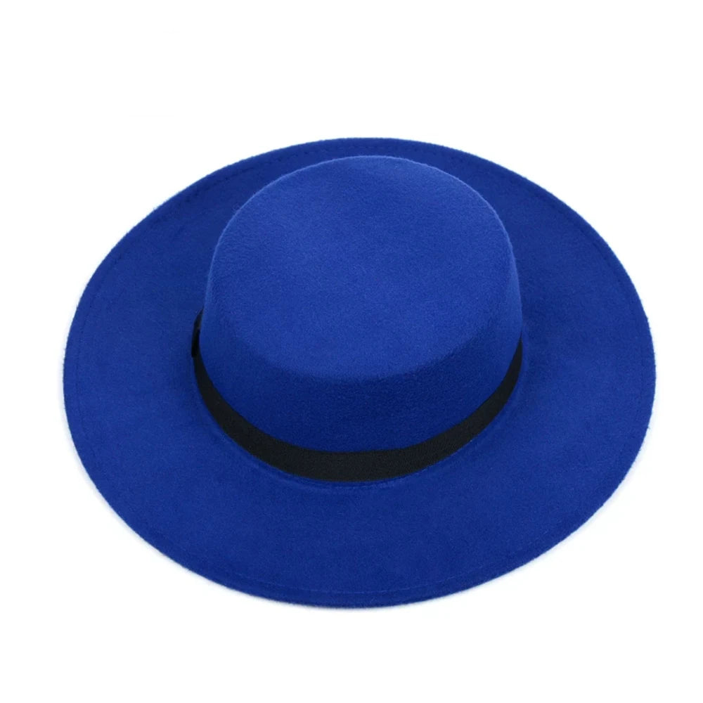 Versatile Classic Solid Color Felt Fedora Hat with Belt for Men and Women - Stylish Jazz Cap with Wide Brim for Casual & Church Wear