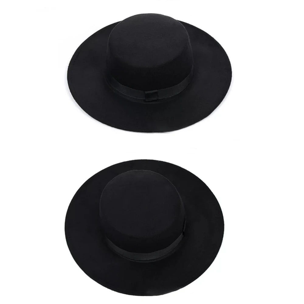 Versatile Classic Solid Color Felt Fedora Hat with Belt for Men and Women - Stylish Jazz Cap with Wide Brim for Casual & Church Wear