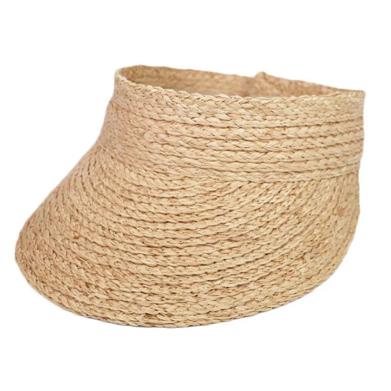 Korean Style Women's UV Protection Raffia Roll-Up Sun Visor Hat.