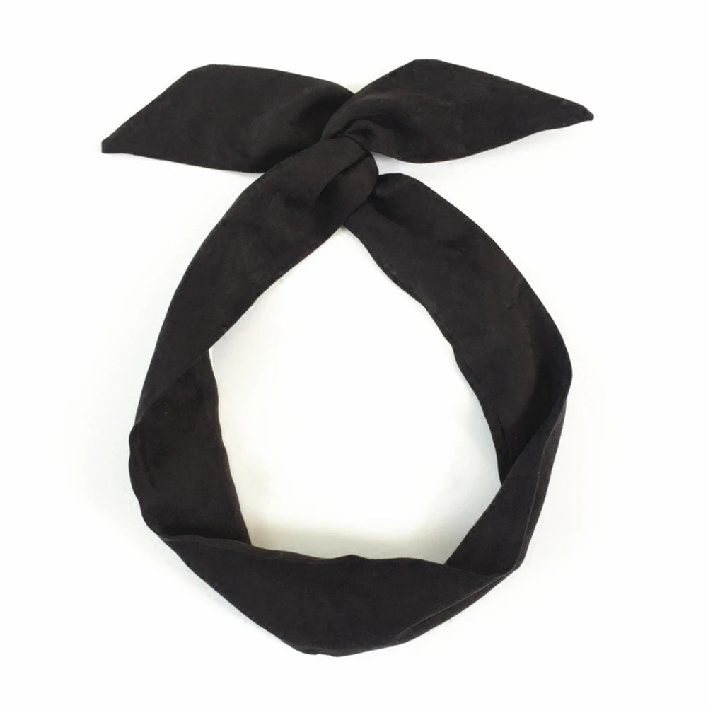 Retro Suede Rabbit Ears Cross Bow Headband Hair Accessories for Summer Fashion.