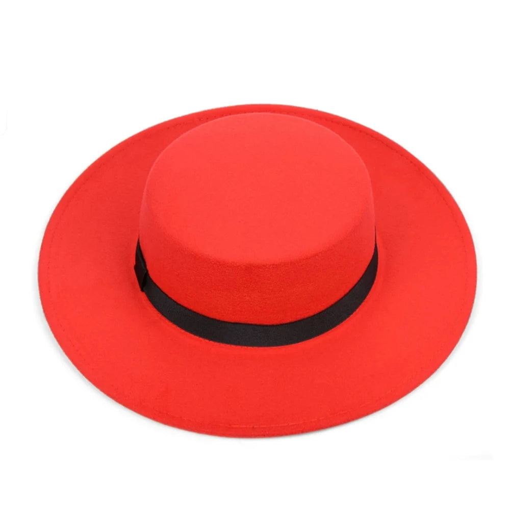 Versatile Classic Solid Color Felt Fedora Hat with Belt for Men and Women - Stylish Jazz Cap with Wide Brim for Casual & Church Wear.