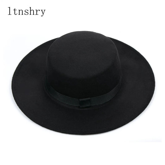 Versatile Classic Solid Color Felt Fedora Hat with Belt for Men and Women - Stylish Jazz Cap with Wide Brim for Casual & Church Wear.