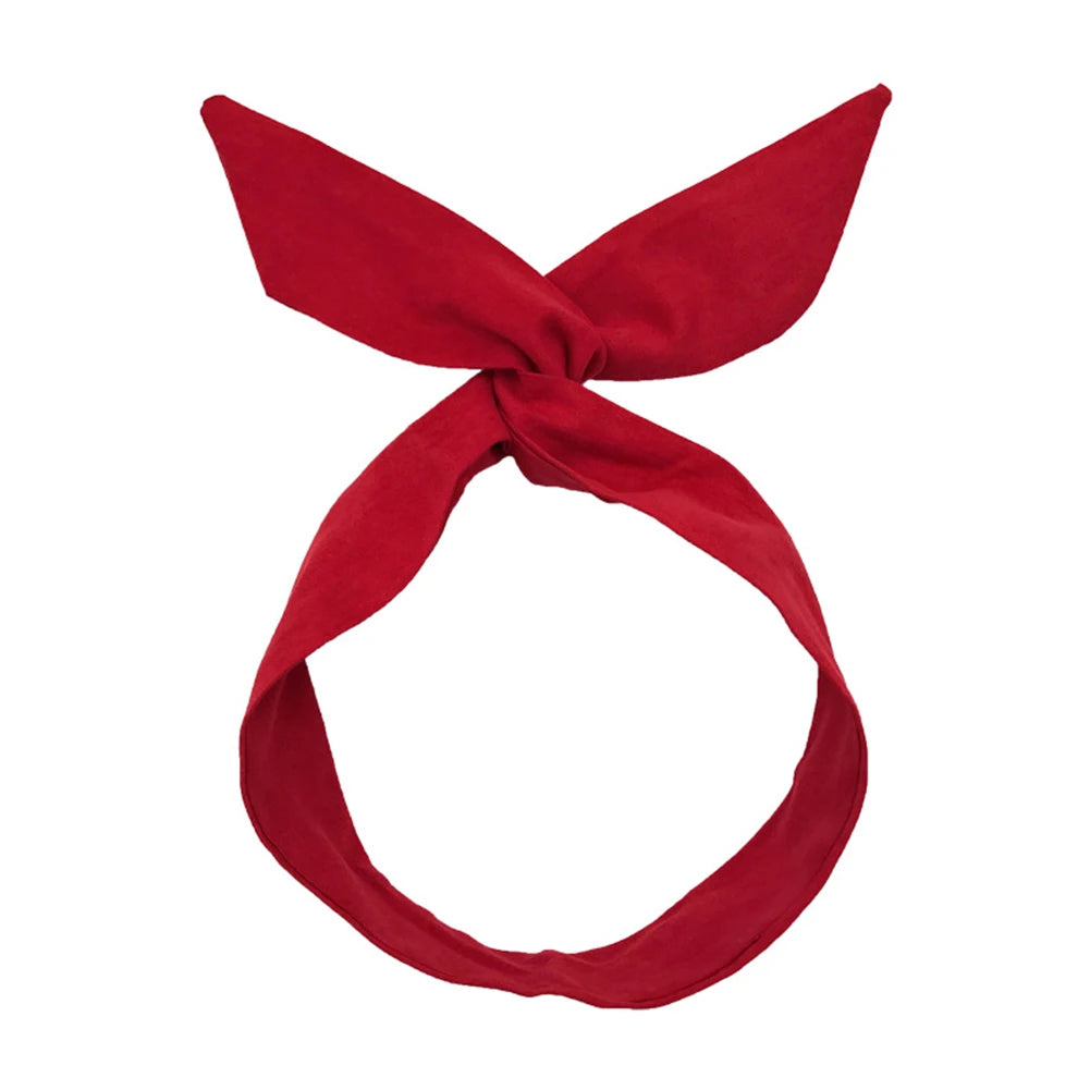 Retro Suede Rabbit Ears Cross Bow Headband Hair Accessories for Summer Fashion.