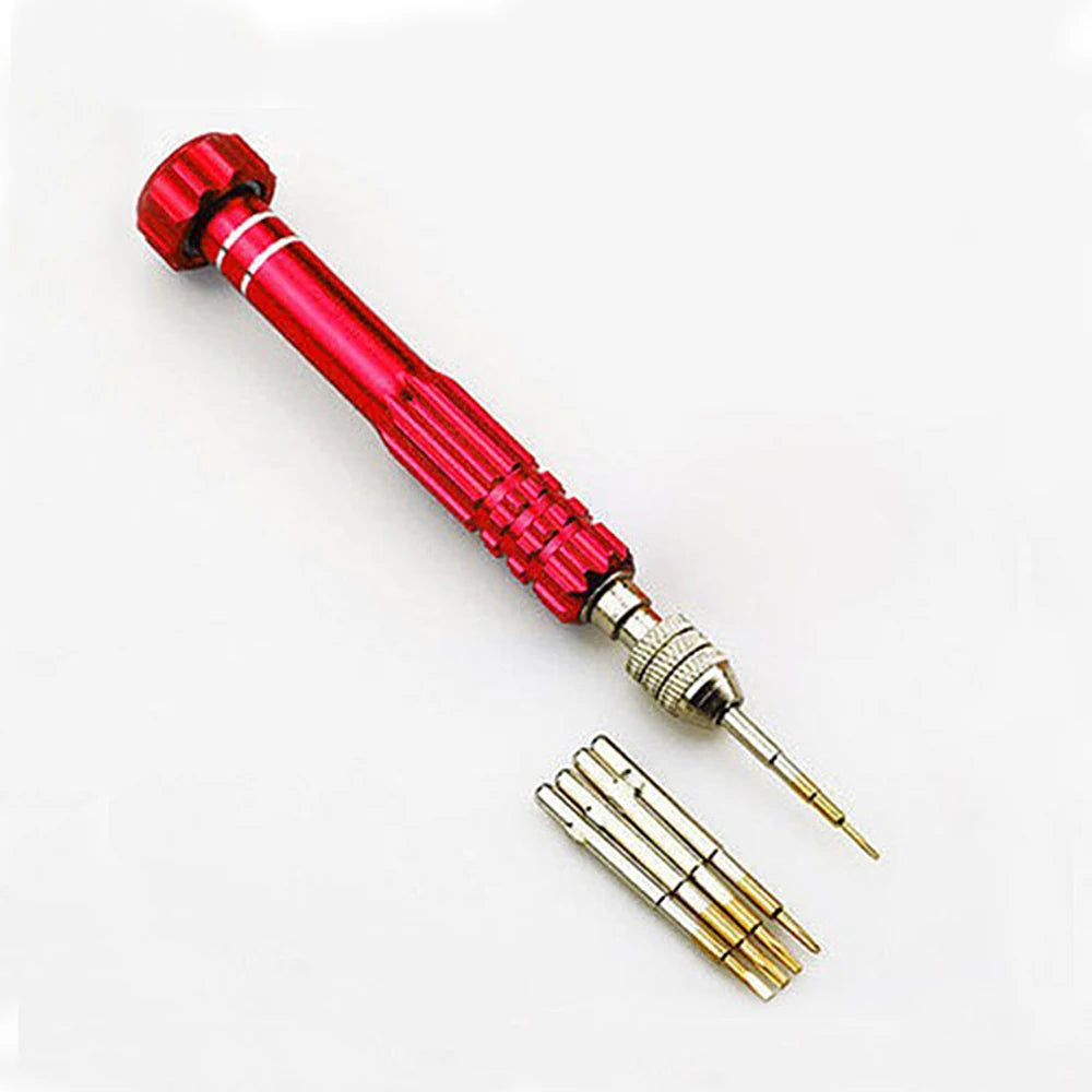 Multifunctional 5-in-1 Eyeglass and Watch Repair Screwdriver Kit with Stainless Steel Bits.