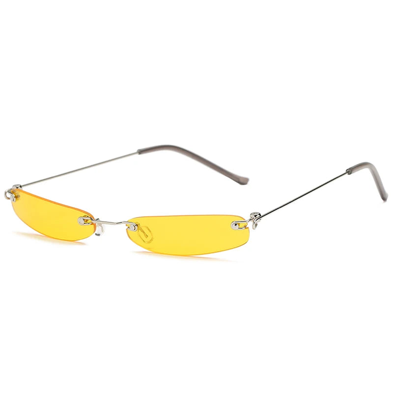 Trendy Rimless Small Sunglasses for Men and Women - Luxury Alloy UV400 Eyewear for Streetwear.