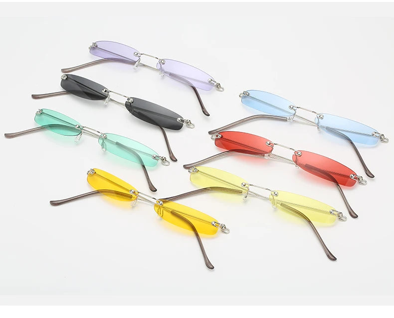 Trendy Rimless Small Sunglasses for Men and Women - Luxury Alloy UV400 Eyewear for Streetwear