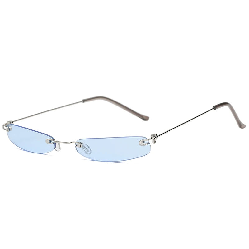 Trendy Rimless Small Sunglasses for Men and Women - Luxury Alloy UV400 Eyewear for Streetwear.