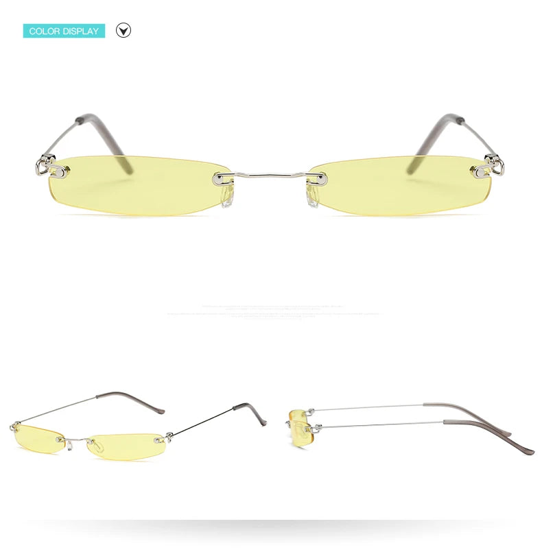 Trendy Rimless Small Sunglasses for Men and Women - Luxury Alloy UV400 Eyewear for Streetwear