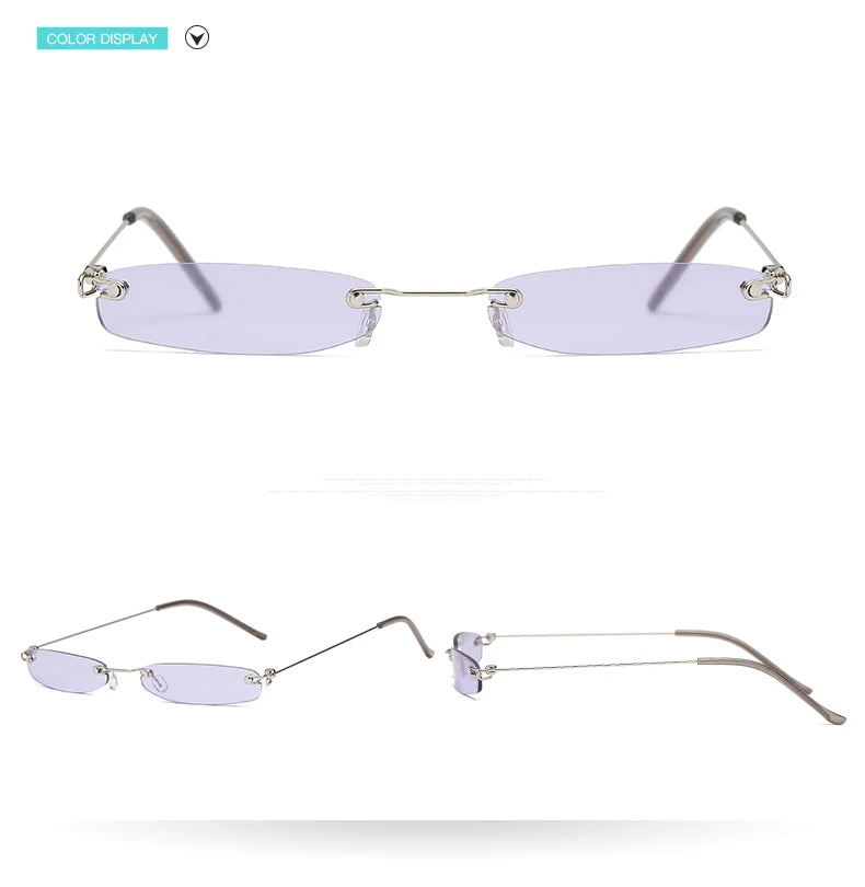 Trendy Rimless Small Sunglasses for Men and Women - Luxury Alloy UV400 Eyewear for Streetwear