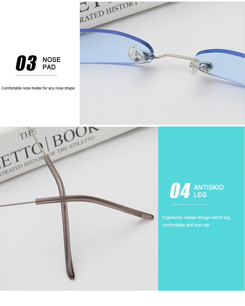 Trendy Rimless Small Sunglasses for Men and Women - Luxury Alloy UV400 Eyewear for Streetwear