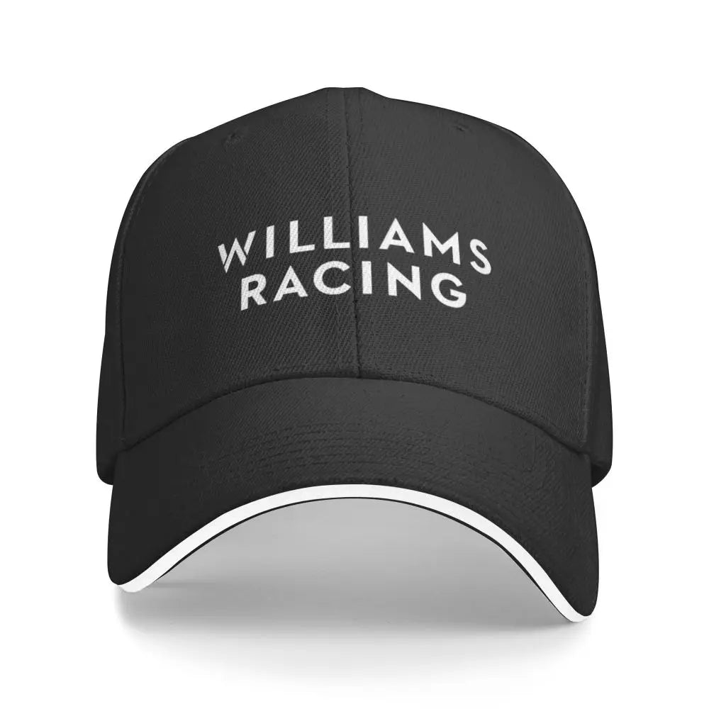 Unisex White Williams Racing F1 Sport Baseball Cap - Adjustable Casual Trucker Hat for Beach and Hip Hop Style.