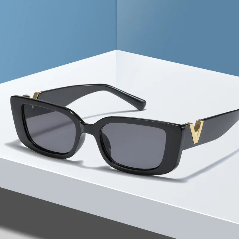 Chic Cat Eye Sunglasses with Luxury V Design for Women - Classic Rectangle UV400 Driving Eyewear.