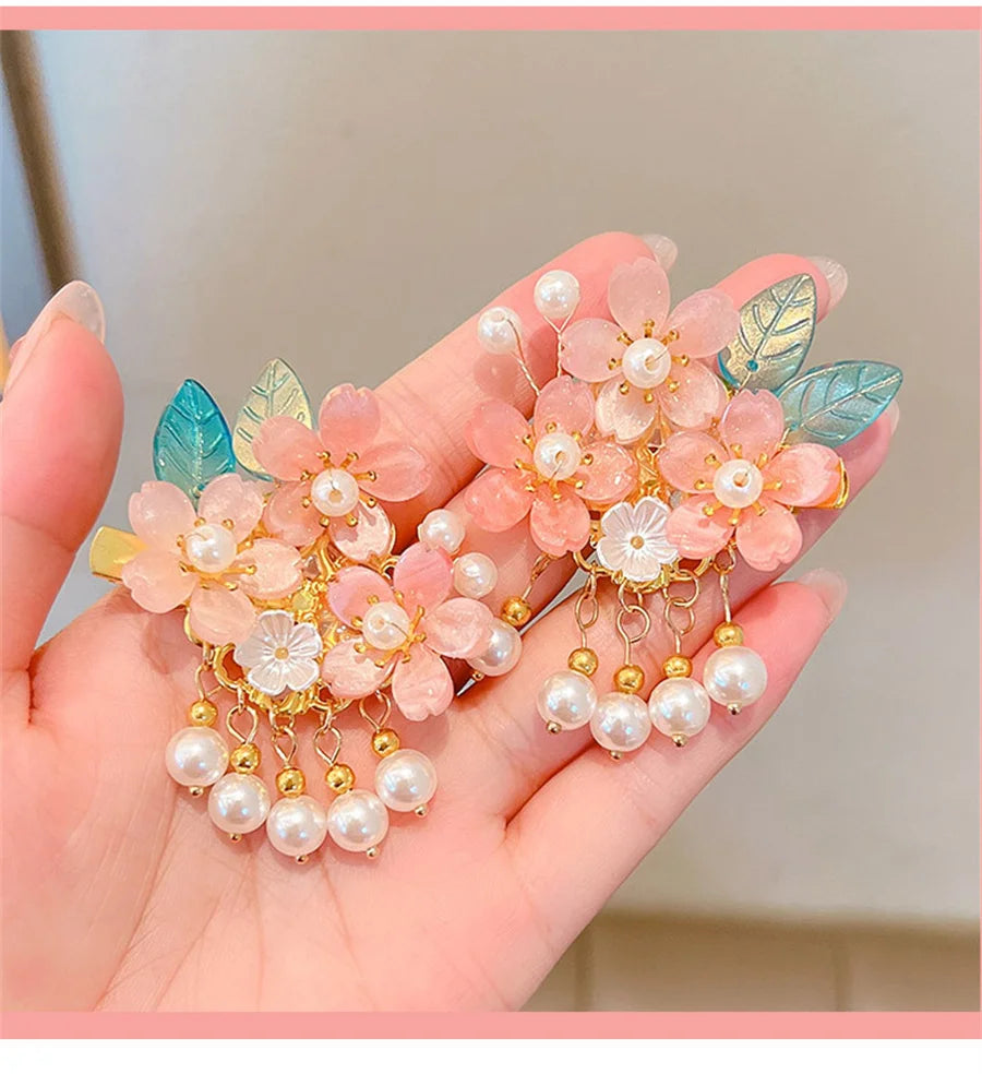 2Pcs/Set New Korean Hanfu Elegant Butterfly Hairpin Flowers Metal Tassel Long Hairgrips Party Hair Accessories Combo Hair Clip - Elevate Your Body