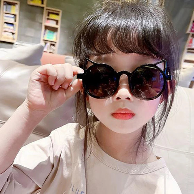 Adorable Cartoon Animal Ears Sunglasses for Kids - Vintage UV400 Sun Protection Eye Wear.