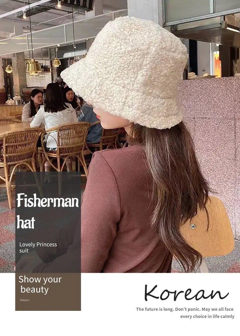 Unisex Wool Bucket Hat - Warm Fisherman Cap for Autumn and Winter Outdoor Activities.