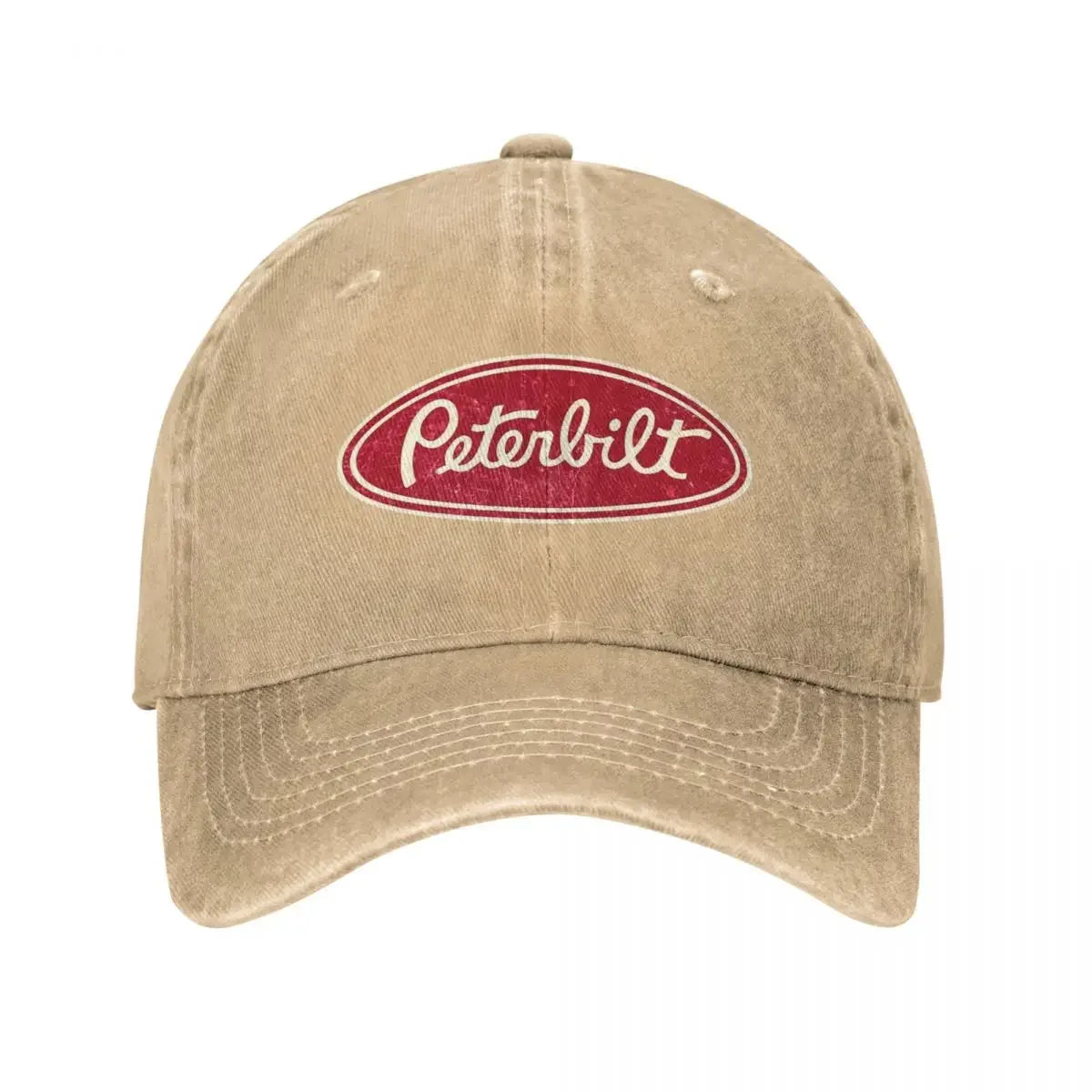 Vintage Peterbilt Truck Racing Denim Snapback Baseball Cap for Outdoor Adventures – Unisex Distressed Hat.