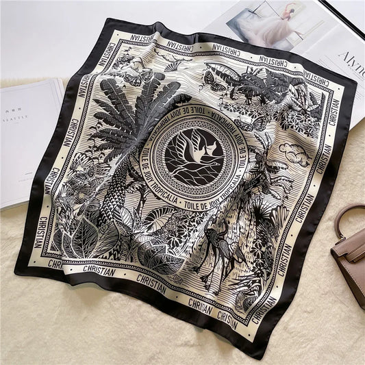 Luxury 2024 Square Silk Scarves with Sunscreen Protection - Fashionable 90X90CM Kerchief for All Seasons.