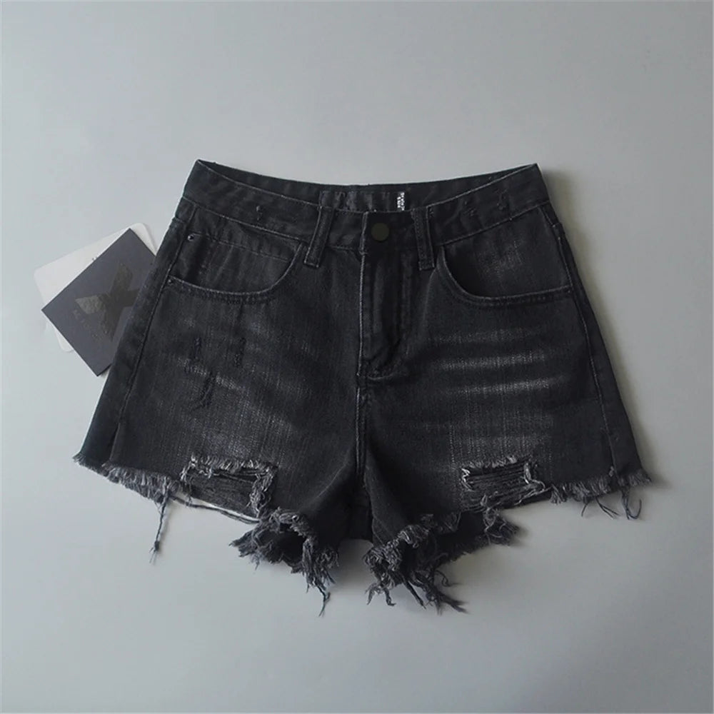 2024 Summer denim shorts for women black jeans shorts women distressed short mujer white jean shorts ripped y2k streetwear.