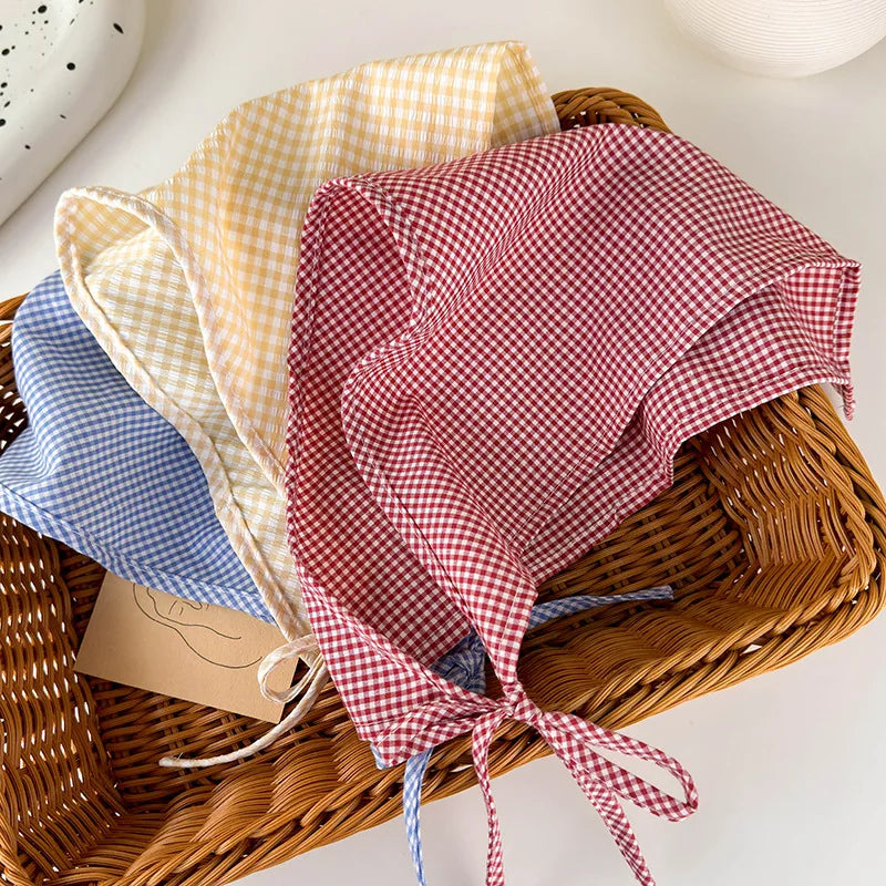 Trendy Plaid Cotton Bandana Headband for Women - Spring/Summer Hair Accessories.