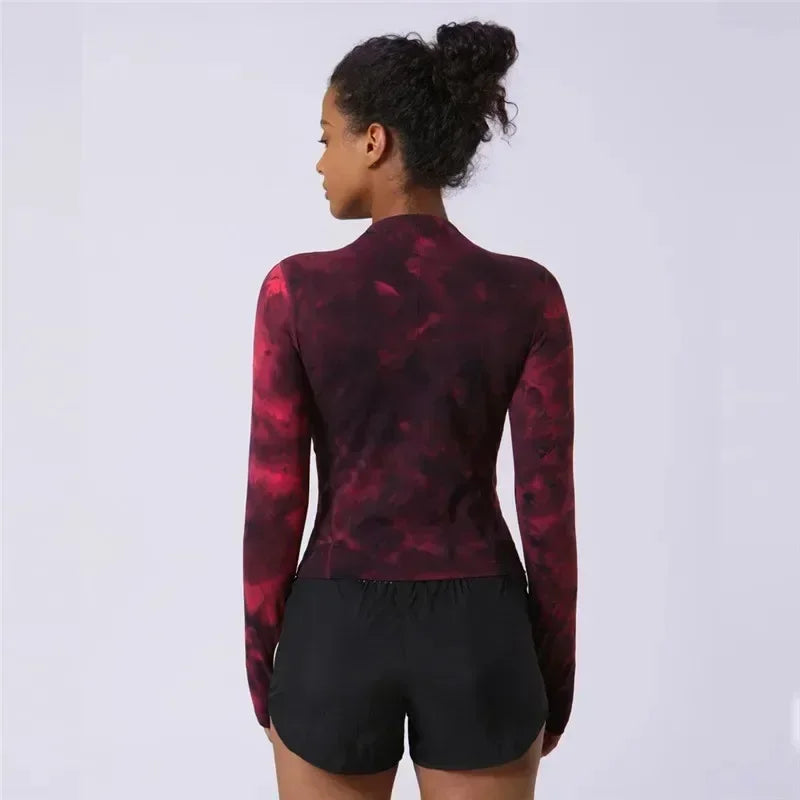 Lemon Women Fitness Long Sleeve Shirt Sports Top Slim Running Front Zip Yoga Shirt Thumb Hole Athletic Tights Running Gym Clothe.