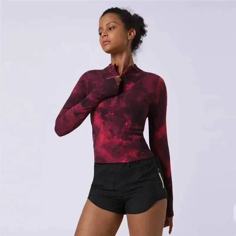 Lemon Women Fitness Long Sleeve Shirt Sports Top Slim Running Front Zip Yoga Shirt Thumb Hole Athletic Tights Running Gym Clothe.