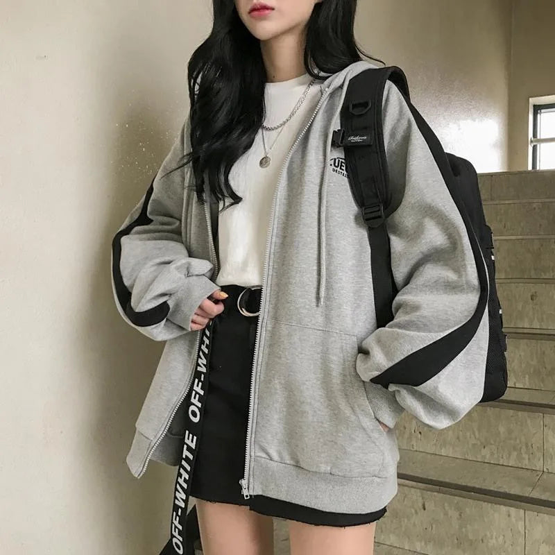 Zip Jacket Female Spring/autumn/winter 2024new Students Loose Hoodies Padded Long-sleeved Sweater Women's Clothing Y2k Sweatshir.