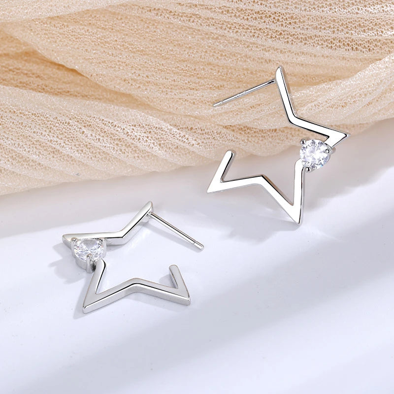 CIAXY Silver Color Earring Chain Asymmetrical Star Moon Long Tassel Earrings For Women Party Jewelry Gifts aretes de mujer.