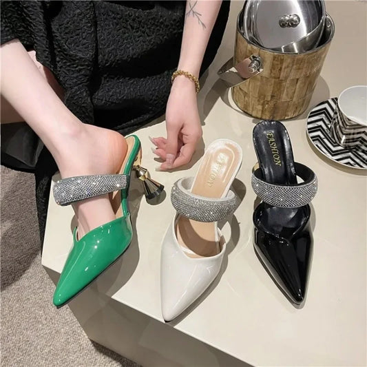 2024 New Design Women Elegant Pointed Toe Strange Style High Heels Summer Outdoor Shoes Ladies Sandals Women Slippers.