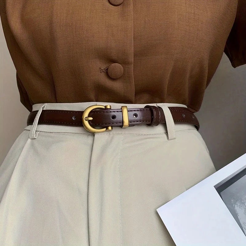 Men's Vintage PU Leather Belt with Classic Oval Buckle - Perfect for Everyday Use, Celebrations, and Gifting.