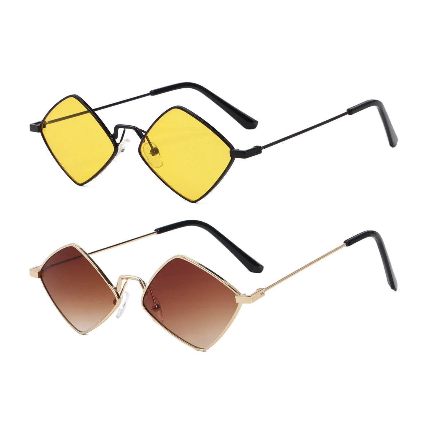 Trendy Retro Diamond-Shaped UV Protection Sunglasses for Men and Women with Metal Frame - Unisex Quadrilateral Shades