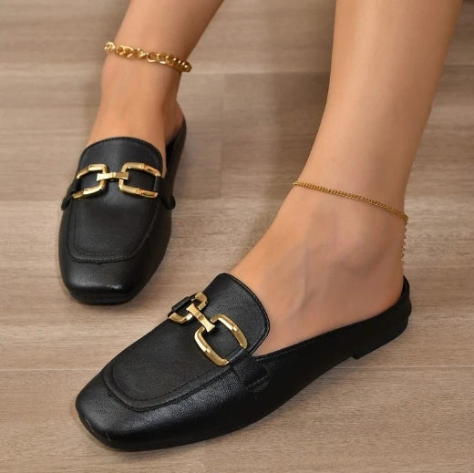 2024 New Women Shoes Ladies Flat Fashion Vintage British Leather Oxford Loafers Size 44 Comfy Casual Shallow Flats Gold logo.