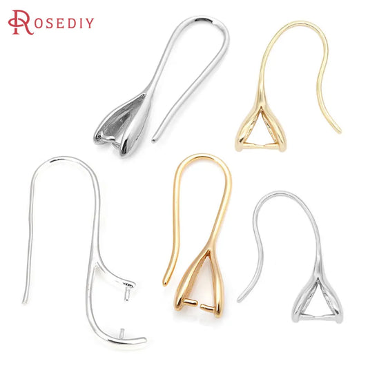 10PCS 18K Gold Color Brass with Clasps Clip Earrings Hooks High Quality Diy Jewelry Making Earrings Accessories for Women.