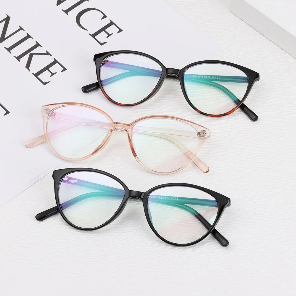 Trendy Retro Cat Eye Blue Light Blocking Glasses Unisex with UV Protection and Anti-Reflective Lenses