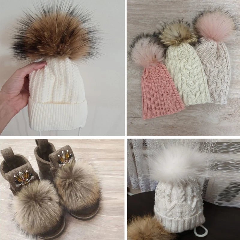 Luxurious DIY Natural Fox & Raccoon Fur Pompoms for Fashion Accessories - Perfect for Hats, Bags, Shoes, and Scarves.